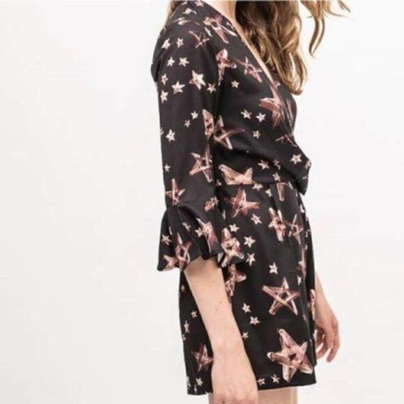 Topshop Star Romper Shorts Black Copper Print Size 4 - Picture 3 of 11